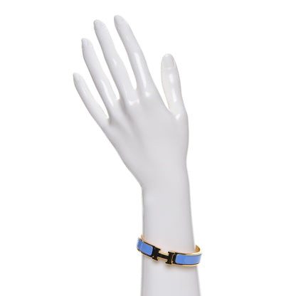 Hermes Enamel Narrow Clic Clac H Bracelet PM Bleu Lavande 2 of 6