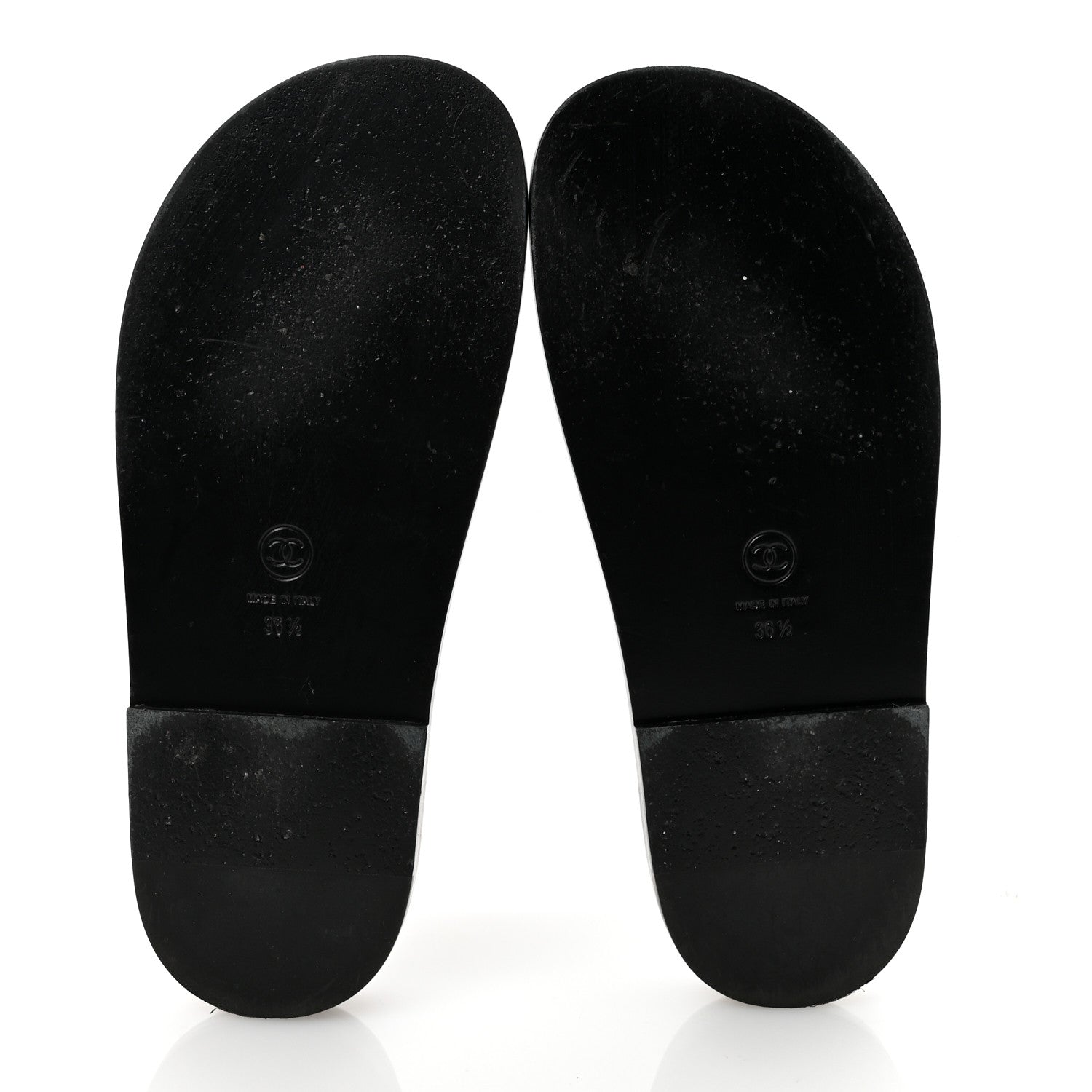Chanel Lambskin Quilted Velcro Dad Chain CC Slide Sandals 36.5 Black 6 of 7