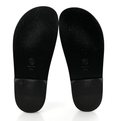 Chanel Lambskin Quilted Velcro Dad Chain CC Slide Sandals 36.5 Black 6 of 7