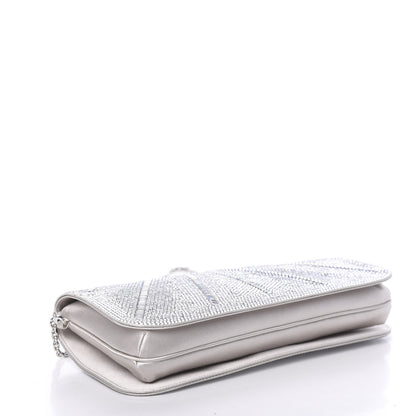 Judith Leiber Swarovski Crystal Satin Minaudiere Clutch Silver 4 of 12