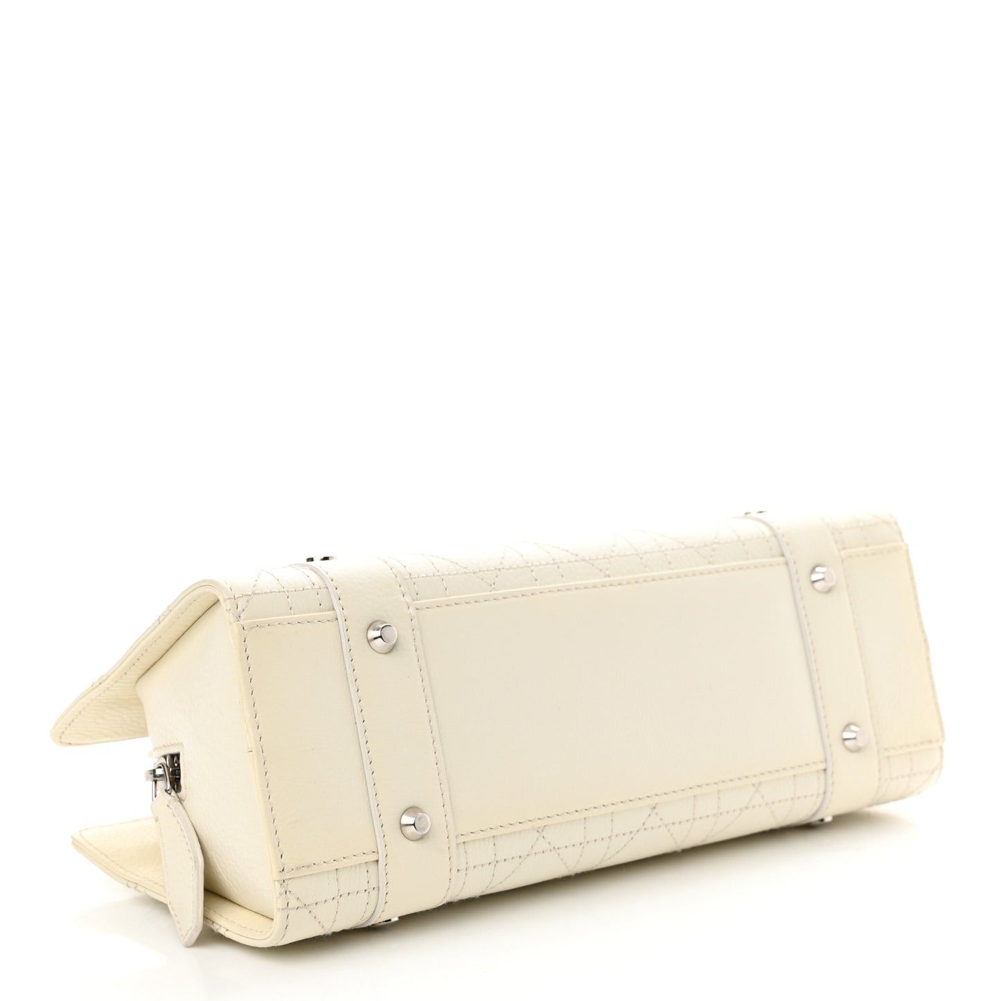 Calfskin Cannage Stitched Small East West Lady Dior White