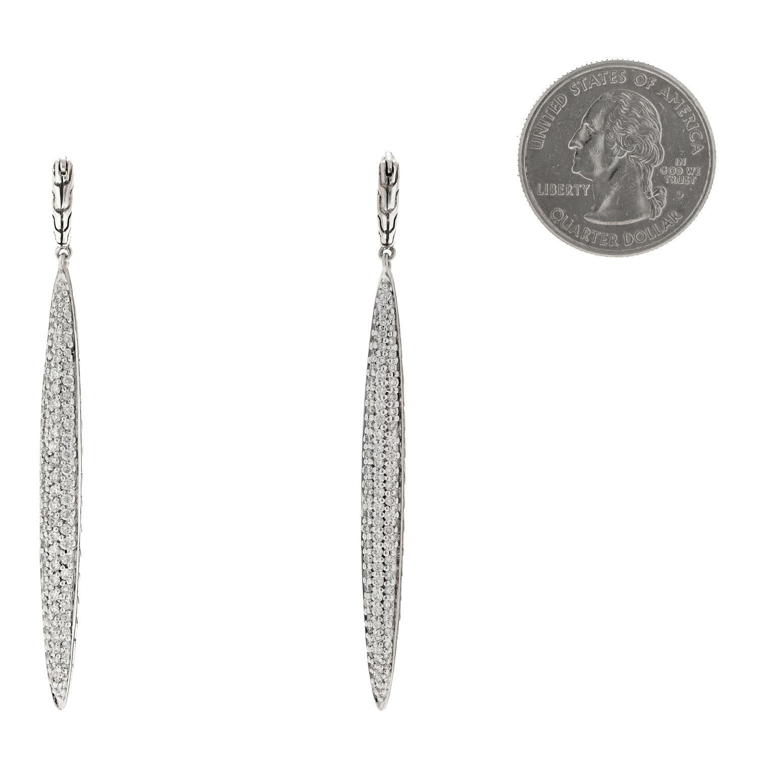 John Hardy Sterling Silver Diamond Classic Chain Spear Drop Earrings 2 of 4