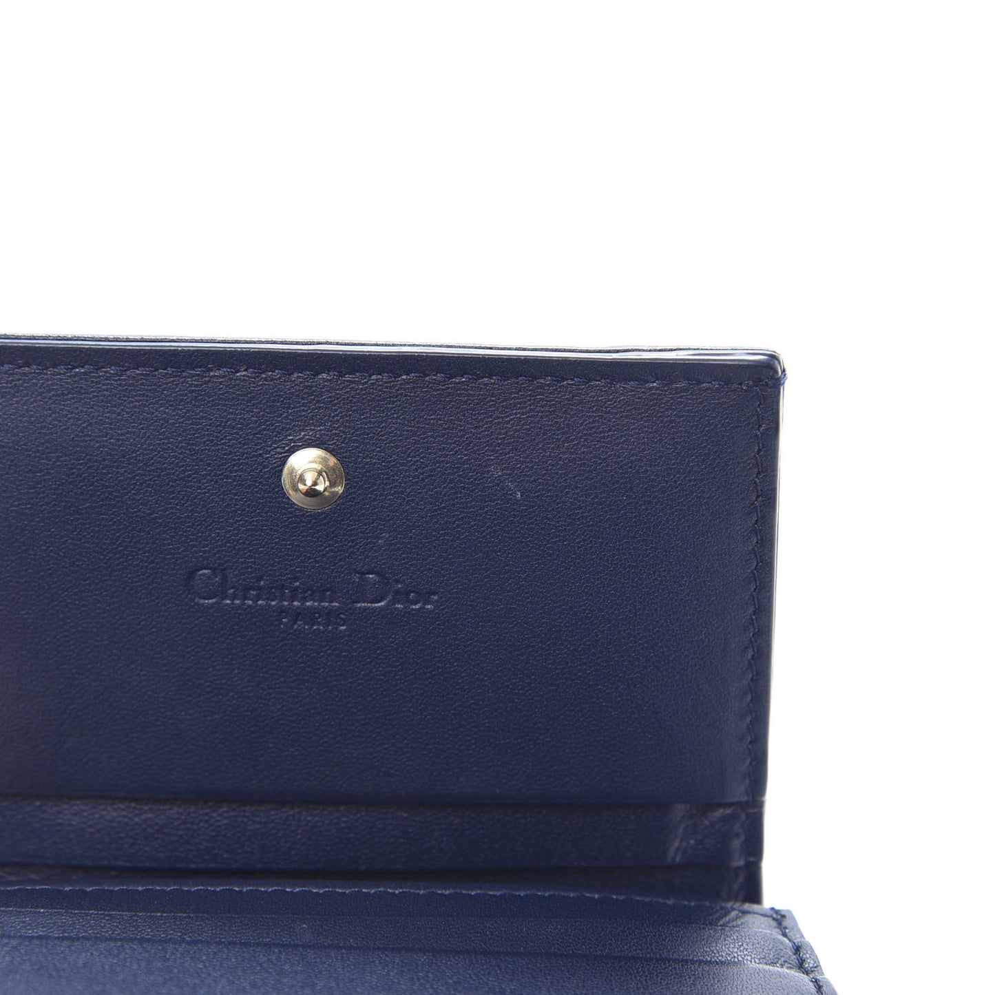 Lambskin Cannage Mini Lady Dior Wallet Navy