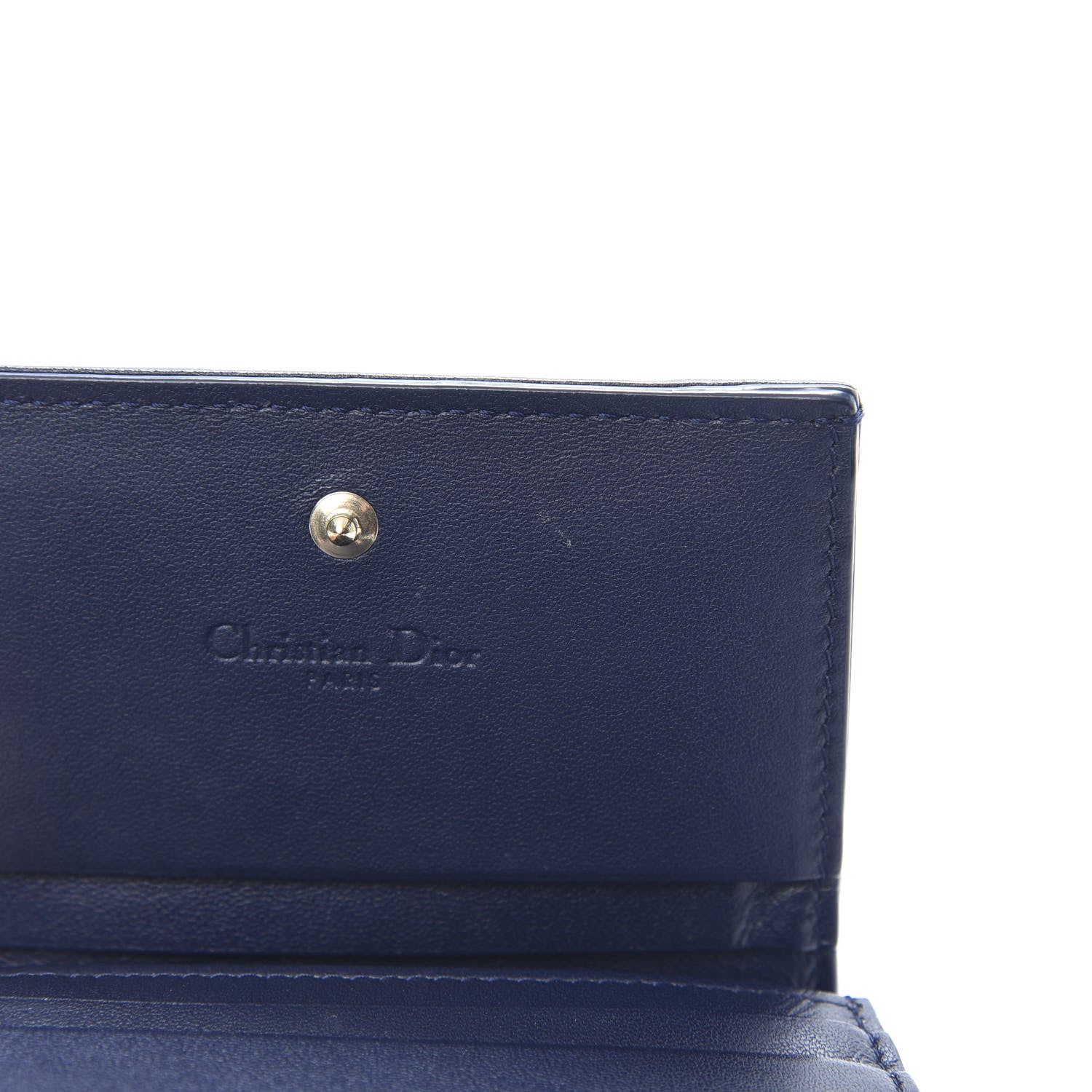 Christian Dior Lambskin Cannage Mini Lady Dior Wallet Navy 10 of 12