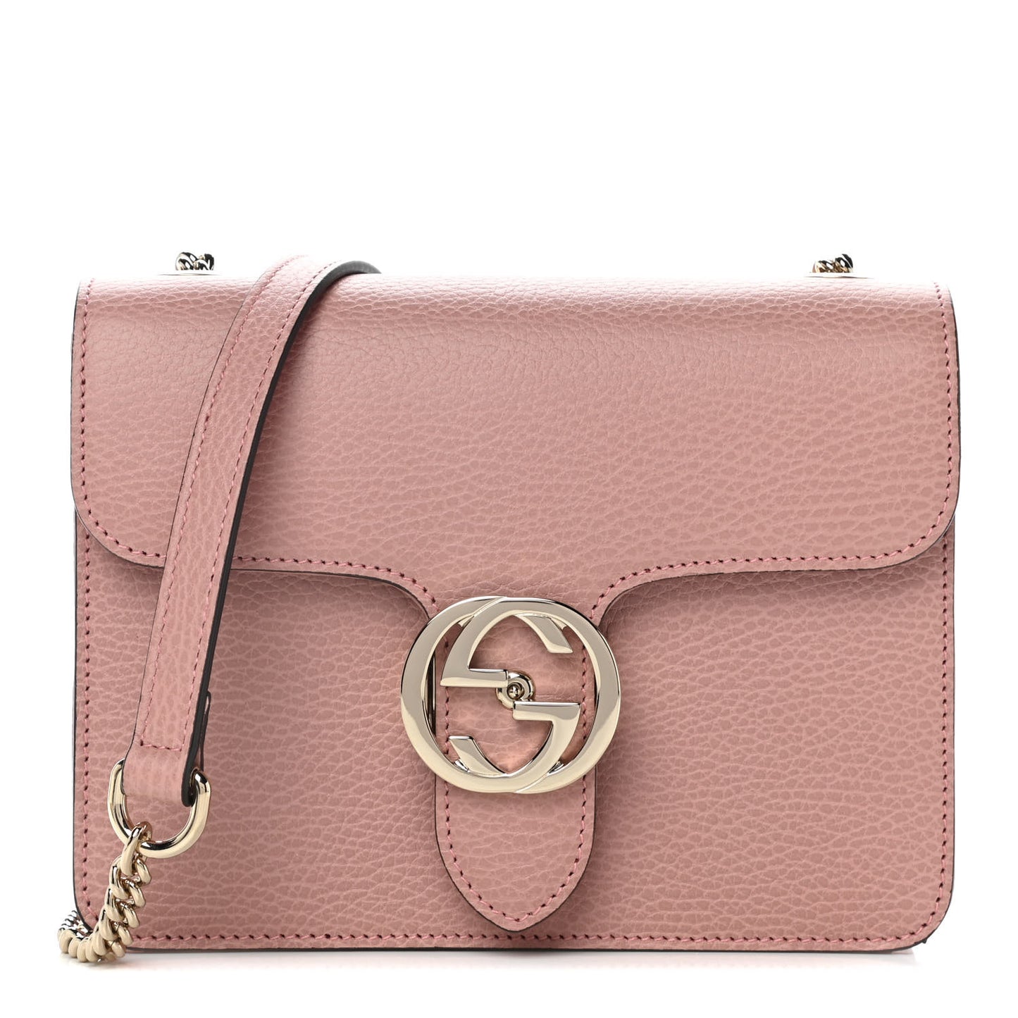 Dollar Calfskin Small Interlocking G Shoulder Bag Soft Pink