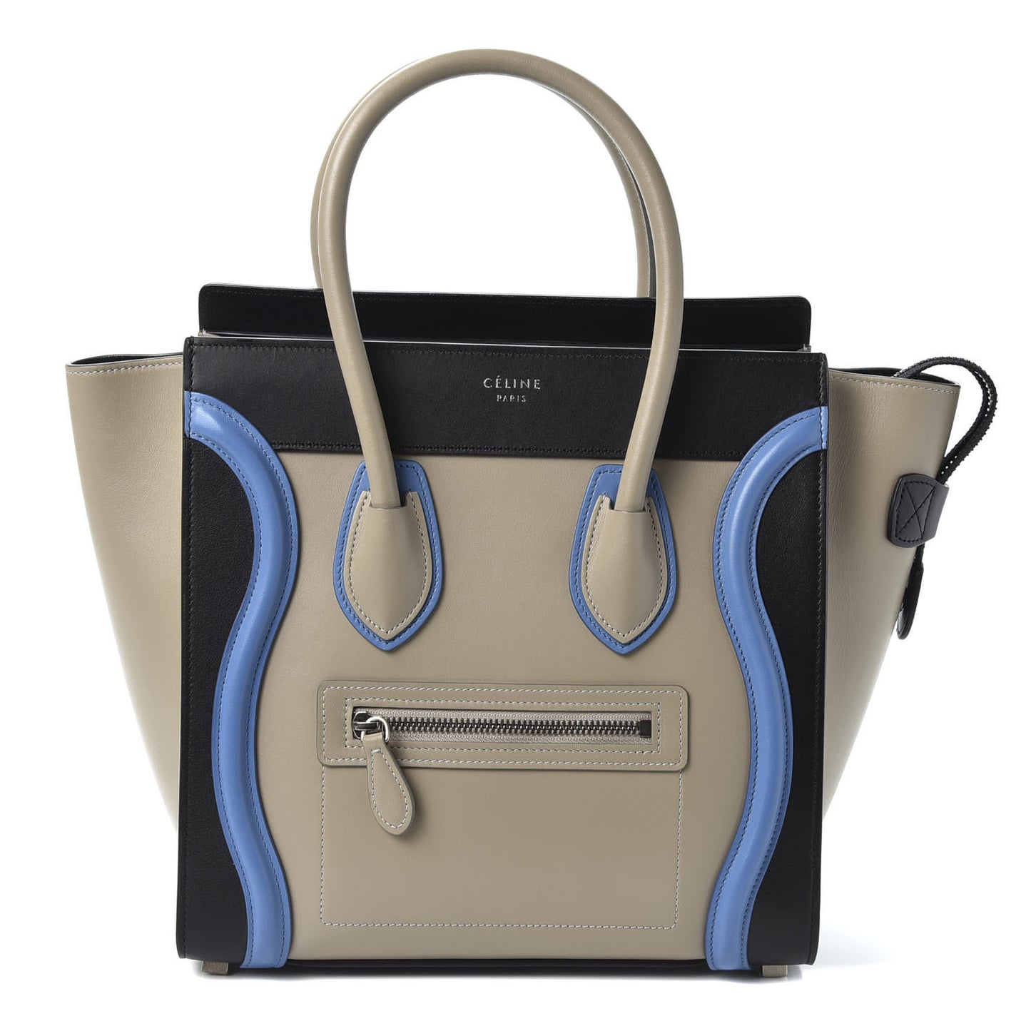 Shiny Smooth Calfskin Micro Tri-Color Luggage Quartz