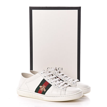 Gucci Calfskin Web Bee Embroidered Womens Ace Sneakers 36 White Green 15 of 15