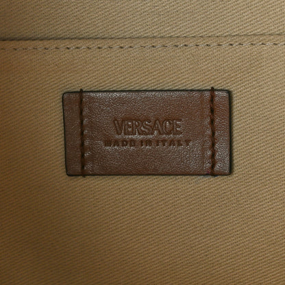 Versace Canvas Calfskin Allover Messenger Bag Beige Brown 6 of 10