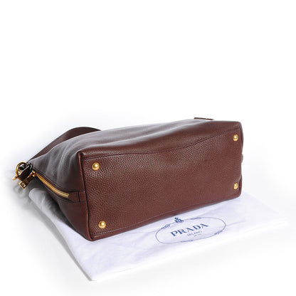 Prada Vitello Daino Zipper Hobo Bruciato 9 of 16