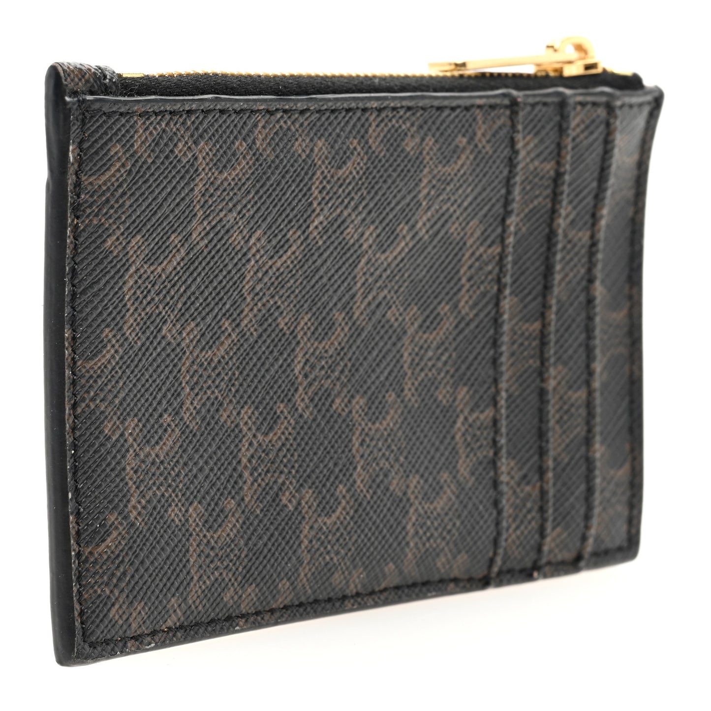 Triomphe Canvas Zipped Card Holder Tan