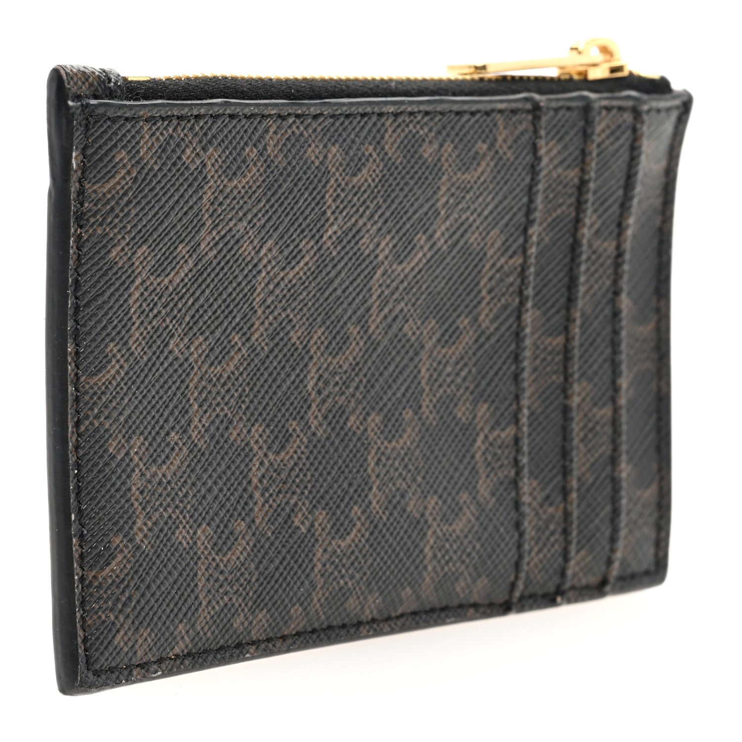 Celine Triomphe Canvas Zipped Card Holder Tan 3 of 6