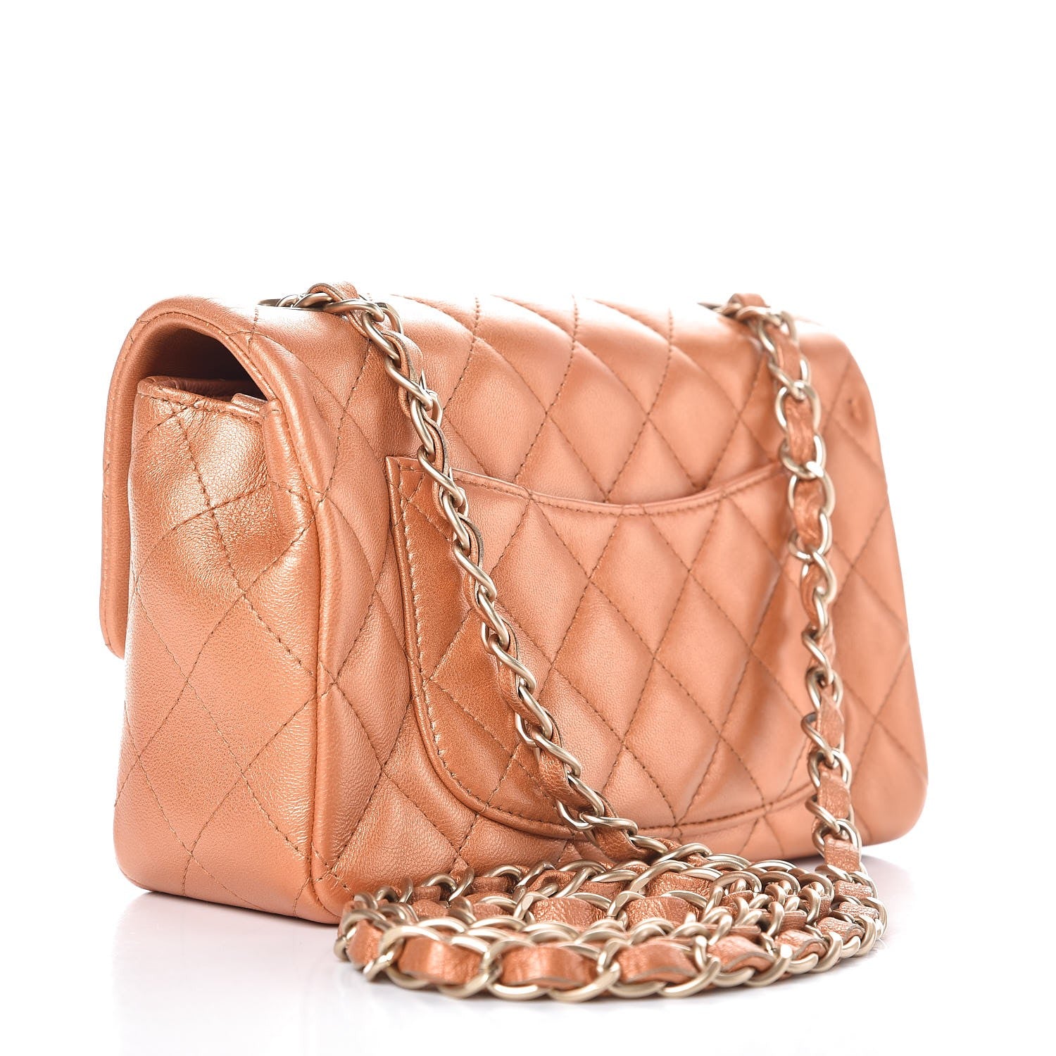 Chanel Metallic Lambskin Quilted Mini Rectangular Flap Copper 3 of 7