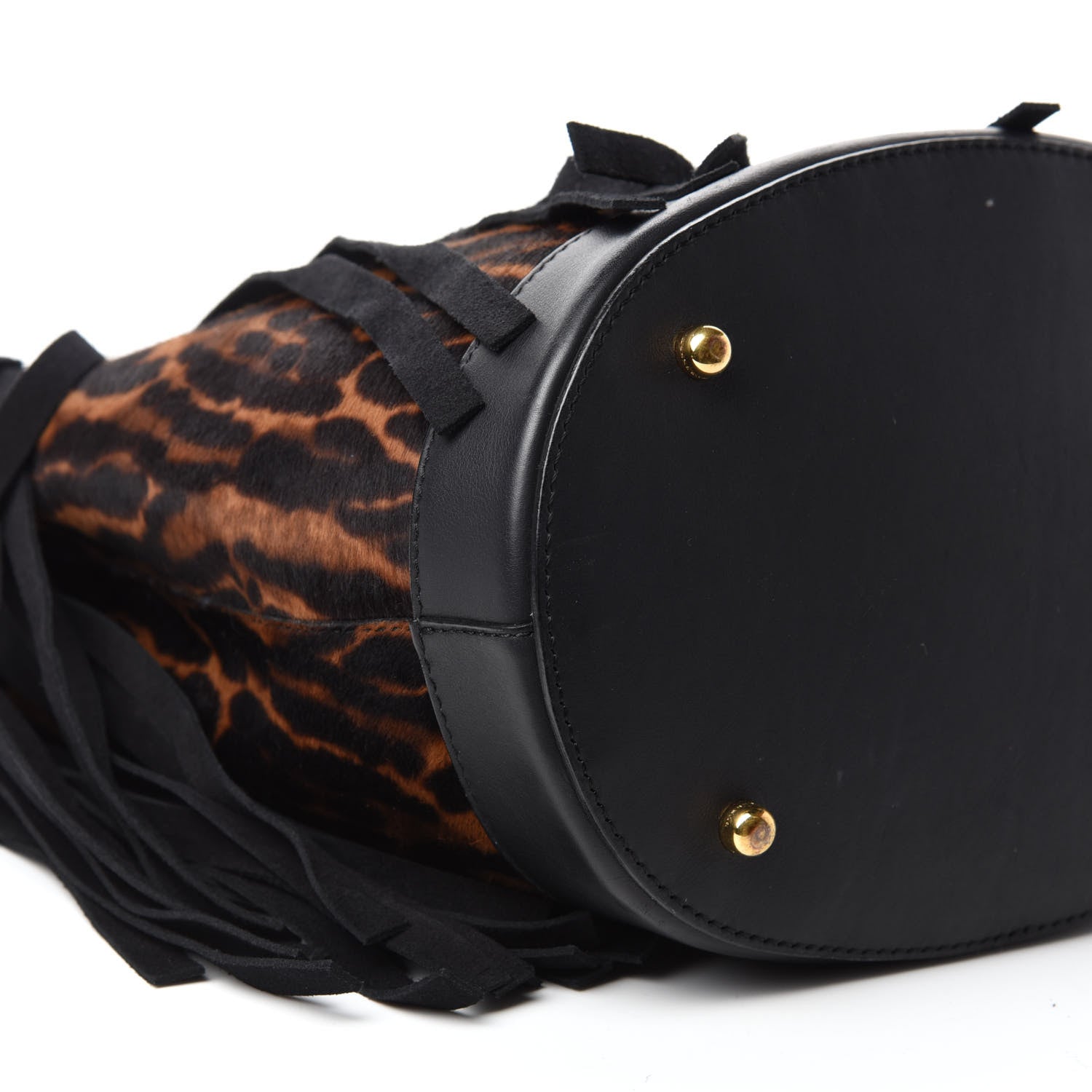 Burberry Prorsum Suede Calf Hair Animal Print Fringe Bucket Bag Dark Camel 7 of 10