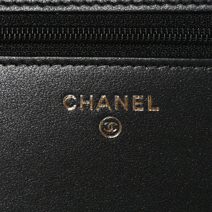 Chanel Iridescent Lambskin Quilted Pearl Wallet On Chain WOC Black 6 of 12