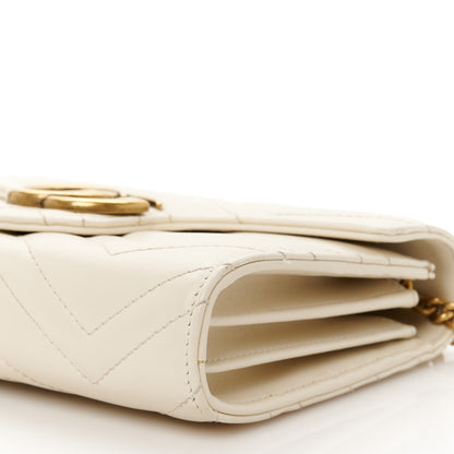 Gucci Calfskin Matelasse GG Marmont Chain Wallet Mystic White 10 of 11