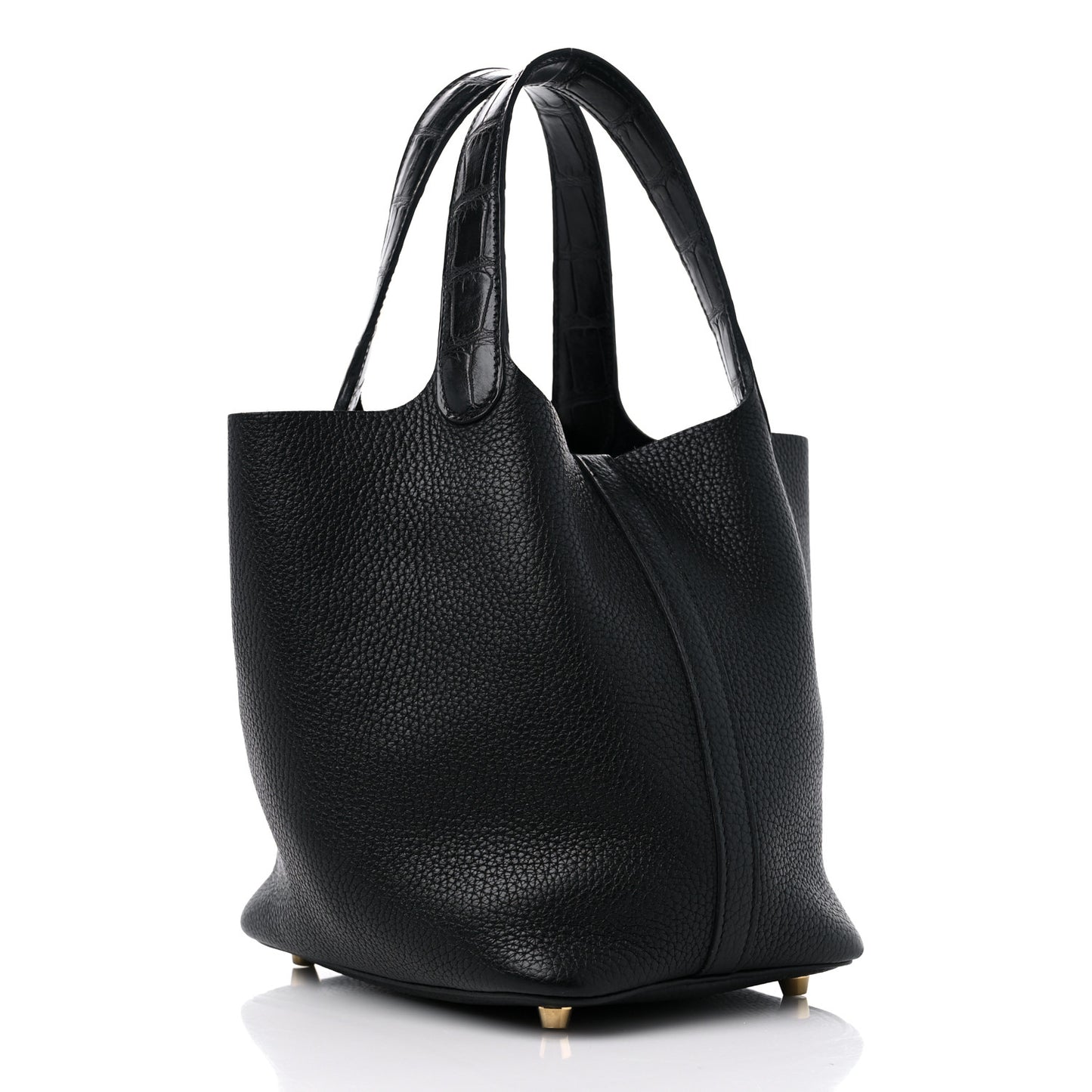 Taurillon Clemence Matte Alligator Picotin Lock Touch 18 PM Black