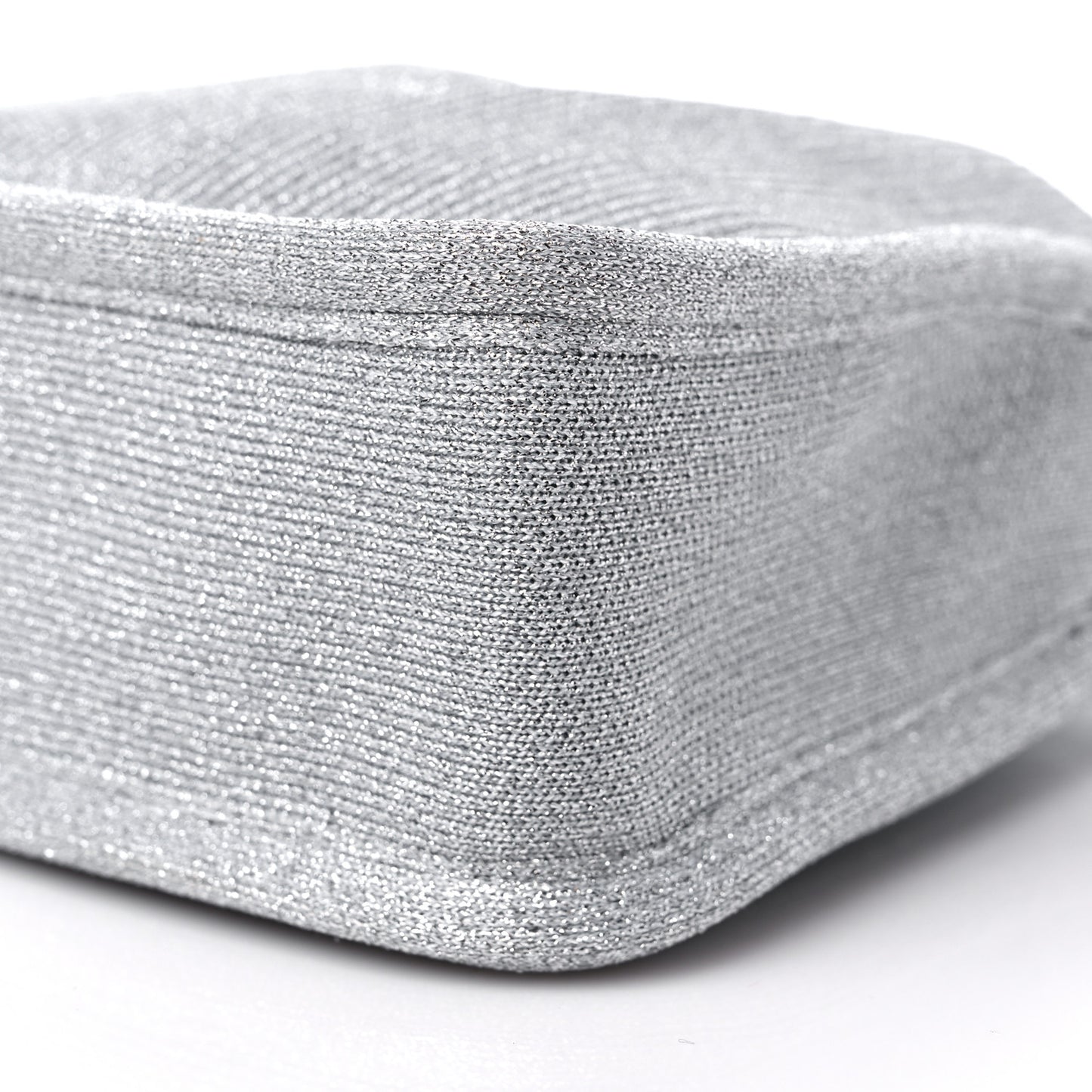 Metallic Ribbed Knit Small Ryan Bag Silver