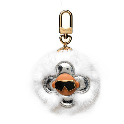 Louis Vuitton Mink Fur Calfskin Snow Vivienne Bag Charm & Key Holder White 1 of 3