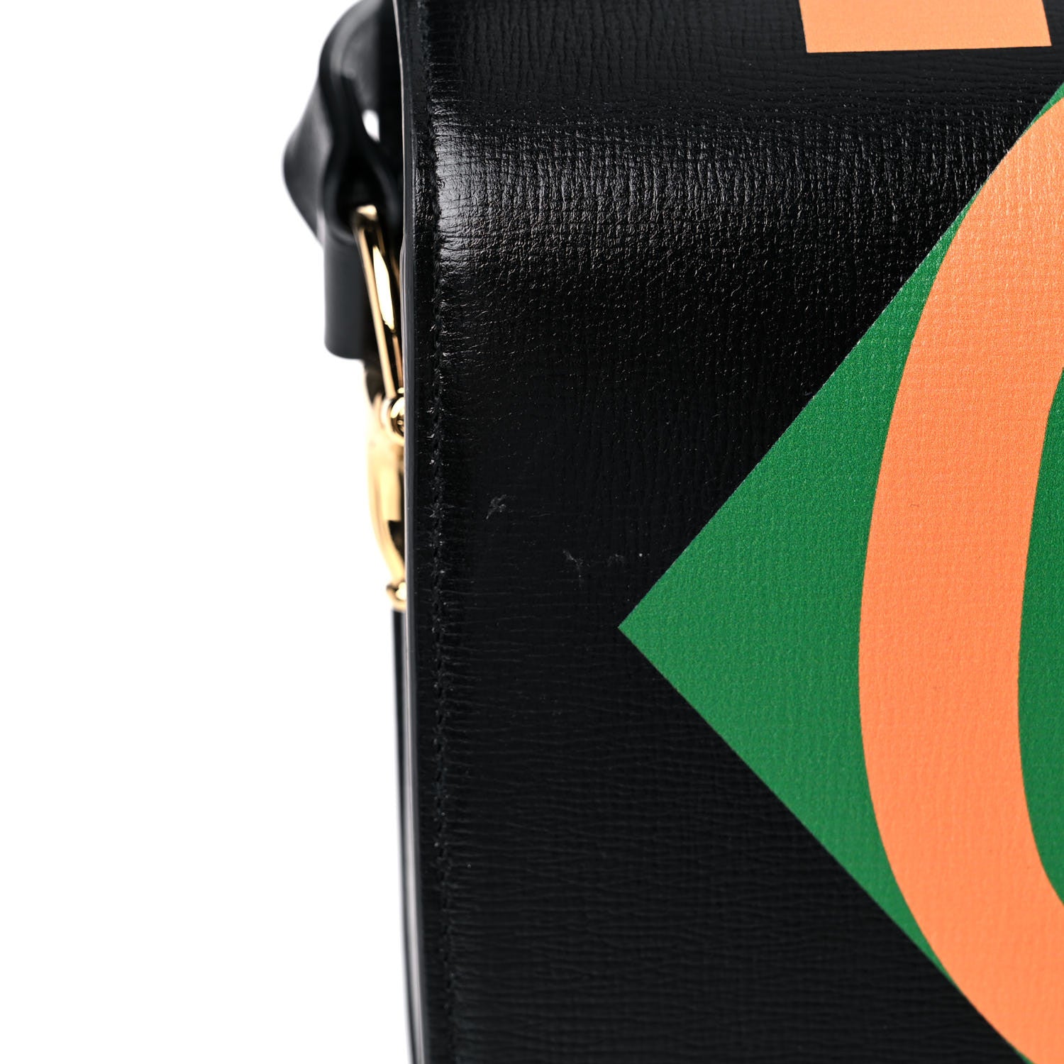 Gucci Textured Calfskin Geometric Print Horsebit 1955 Shoulder Bag Black Multicolor 11 of 11