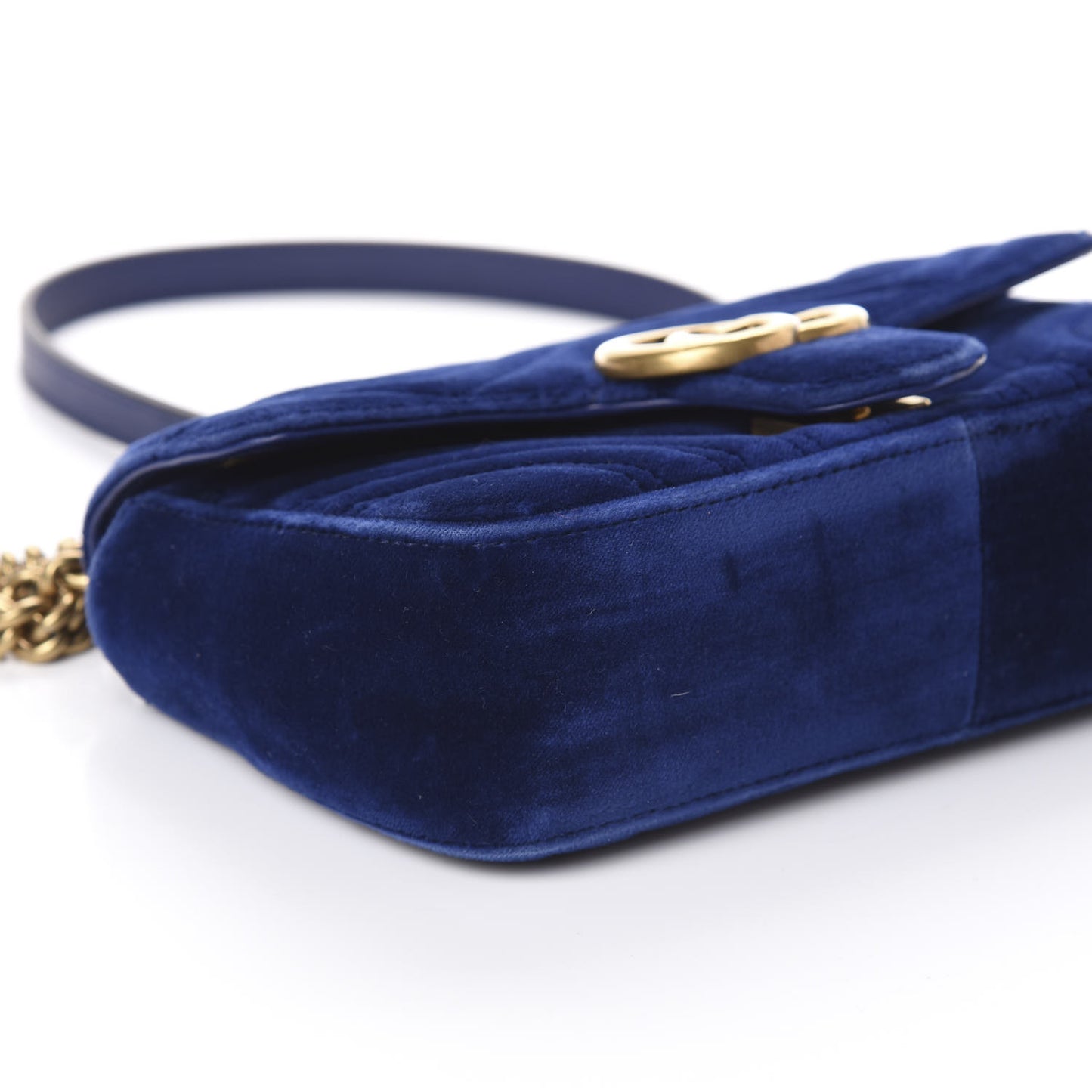 Velvet Matelasse Mini GG Marmont Shoulder Bag Cobalt Blue