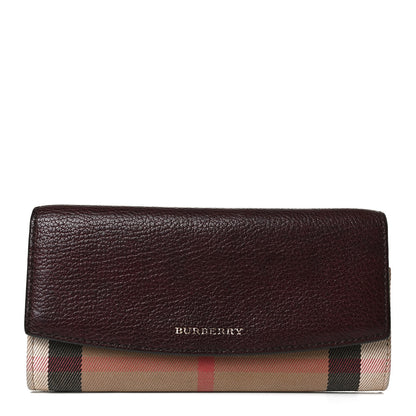 Burberry Grainy Calfskin House Check Continental Wallet Mahogany Red 1 of 10