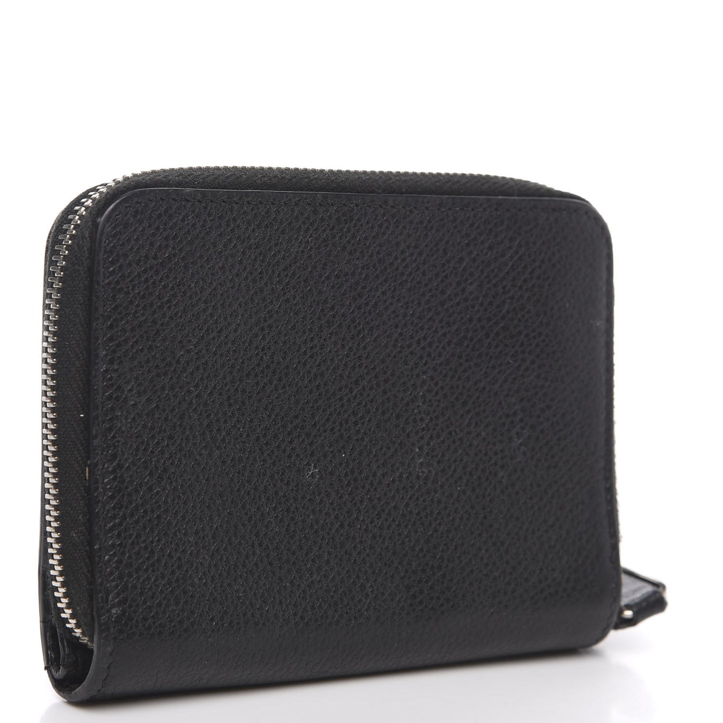 Grained Calfskin Rive Gauche Compact Zip Around Wallet Black