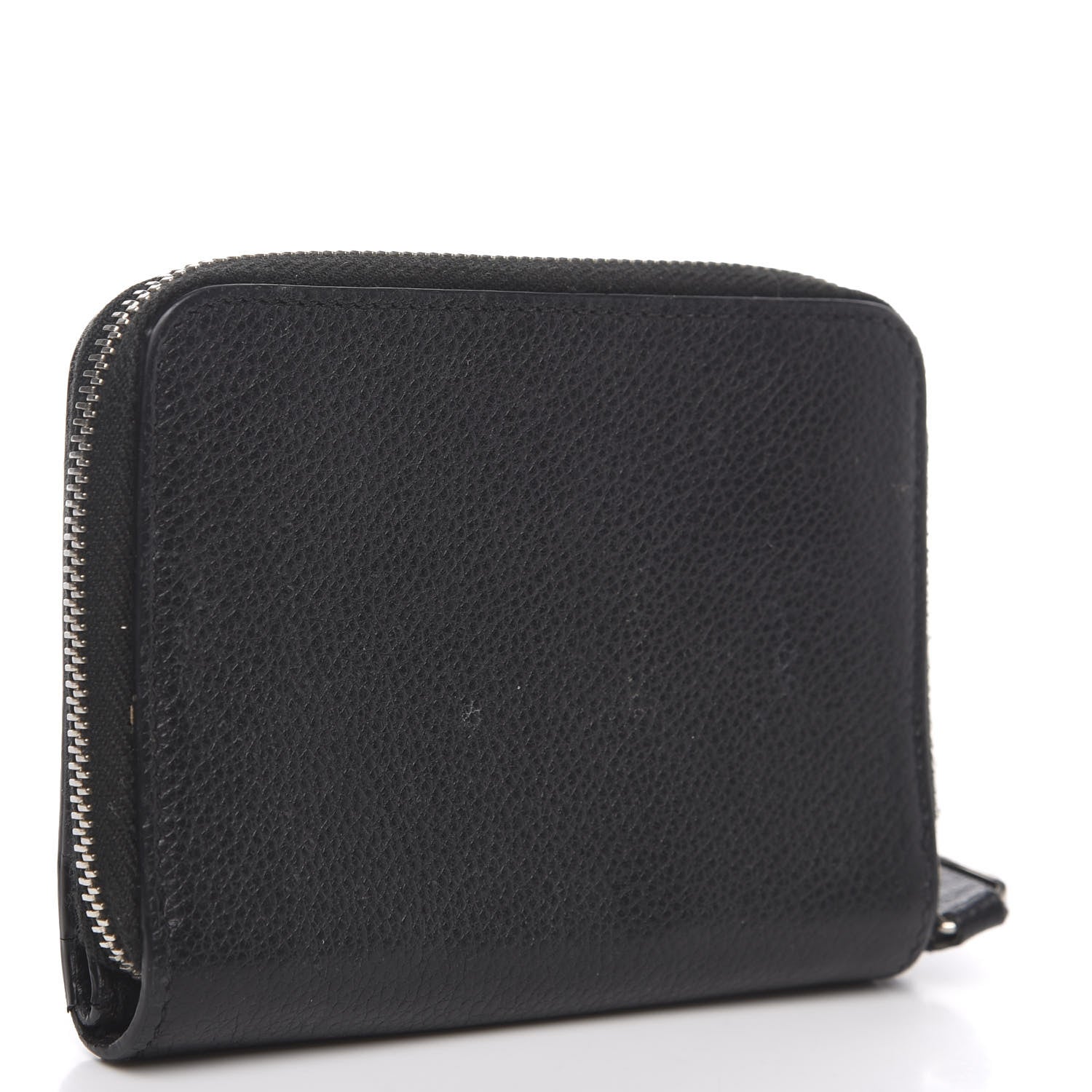 Saint Laurent Grained Calfskin Rive Gauche Compact Zip Around Wallet Black 2 of 9