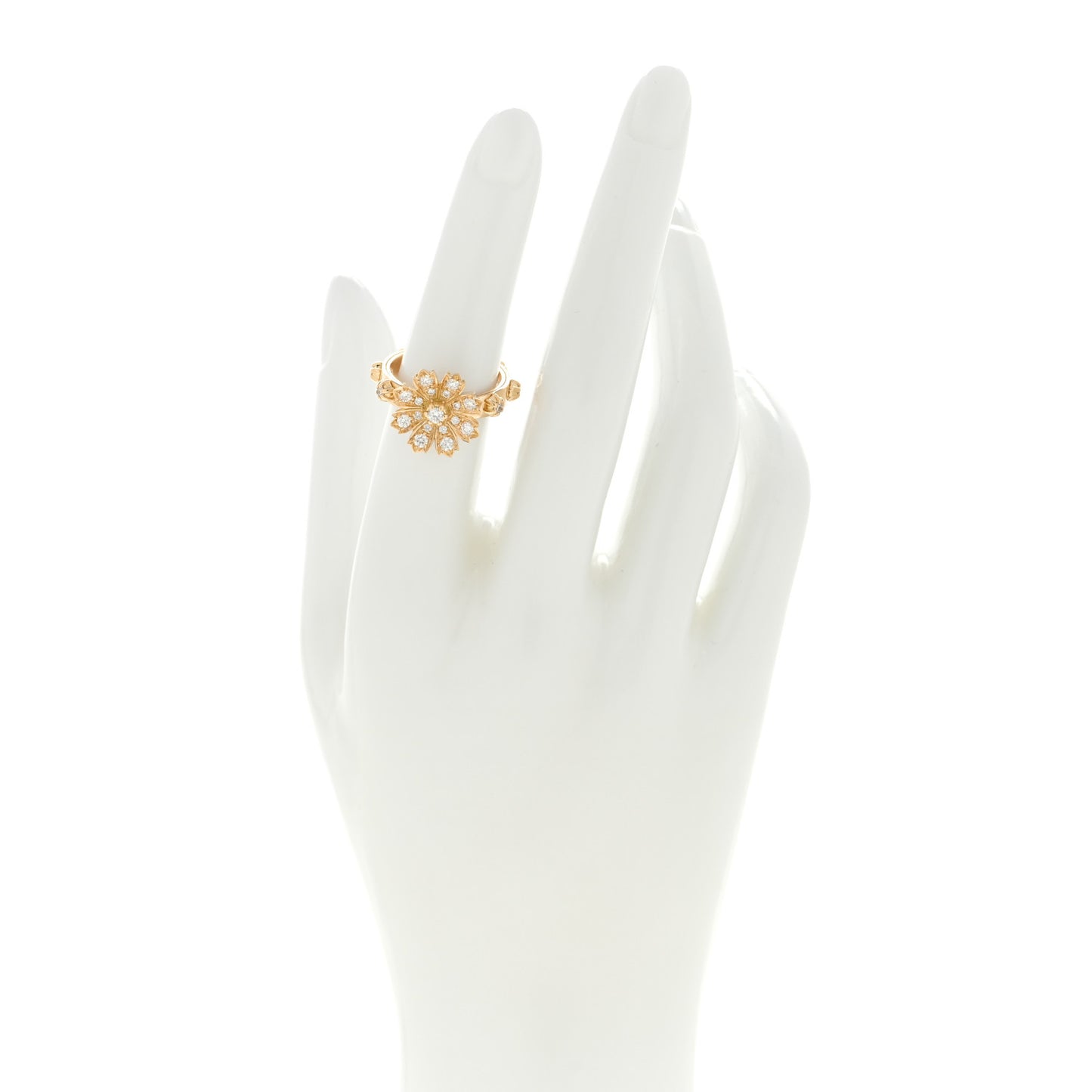 18K Yellow Gold Diamond Flora Ring 52 6