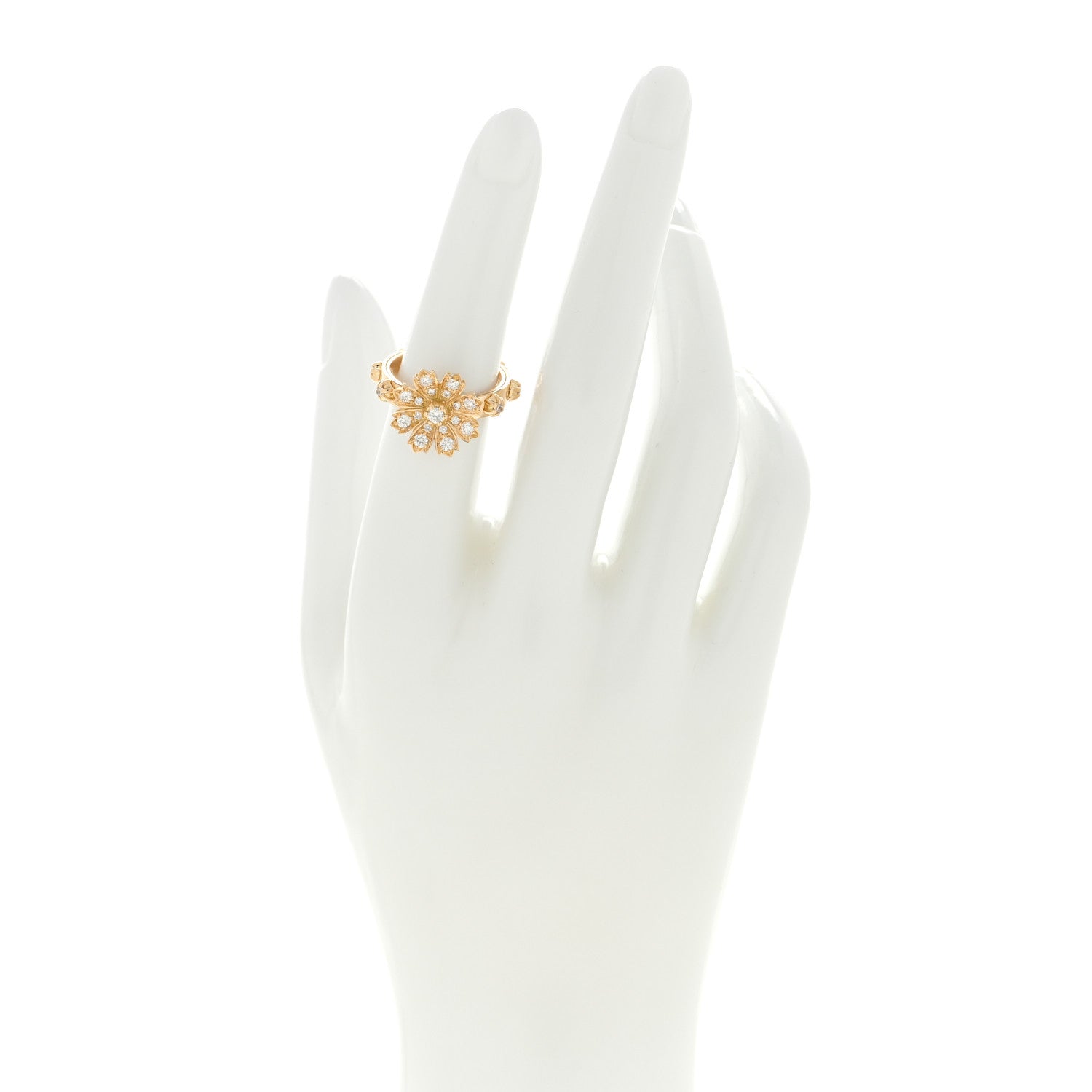 Gucci 18K Yellow Gold Diamond Flora Ring 52 6 2 of 4