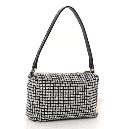 Alexander Wang Mesh Crystal Rhinestone Mini Heiress Pouch Black Silver 3 of 9