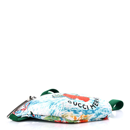 Gucci Nylon Merveilleux Strawberry Print Childrens Belt Bag Light Blue Red Dusty White 4 of 10