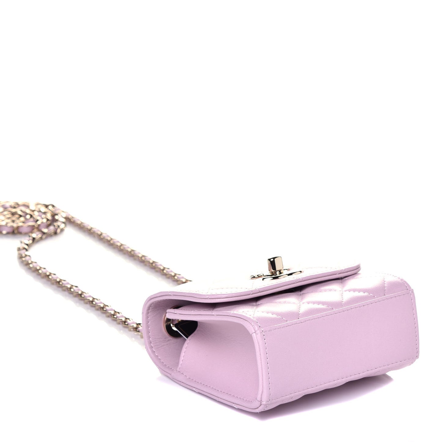 Lambskin Quilted Mini Trendy CC Clutch With Chain Light Pink