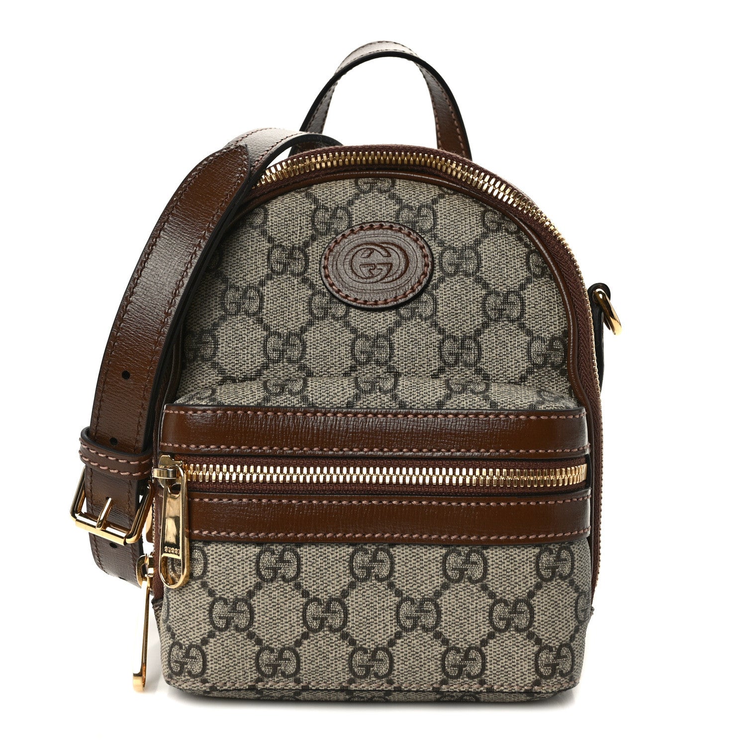 Gucci GG Supreme Monogram Azalea Calfskin Retro Interlocking G Multi-Function Bag Beige Ebony Brown Sugar 1 of 14