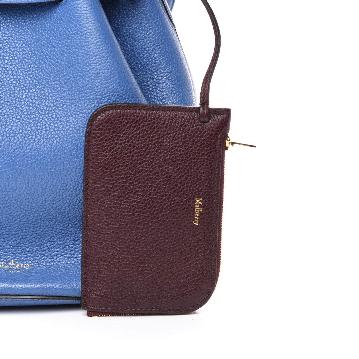 Small Classic Grain Calfskin Abbey Bucket Bag Porcelain Blue Oxblood