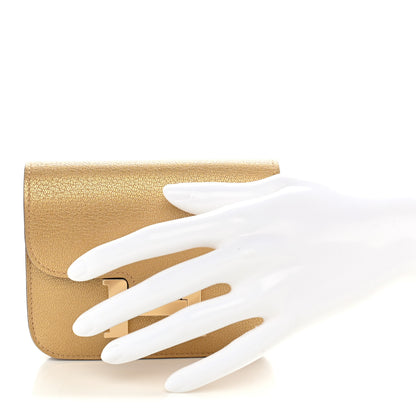 Hermes Metallic Chevre Chamkilight Constance Slim Wallet Dore 3 of 10