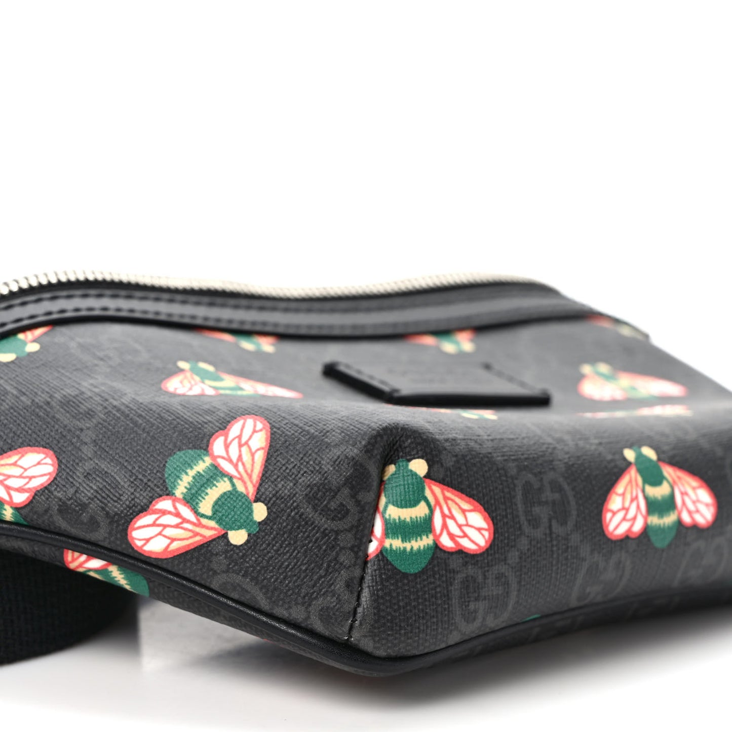 GG Supreme Monogram Bee Multicolor Appia Calfskin Belt Bag Black Multicolor
