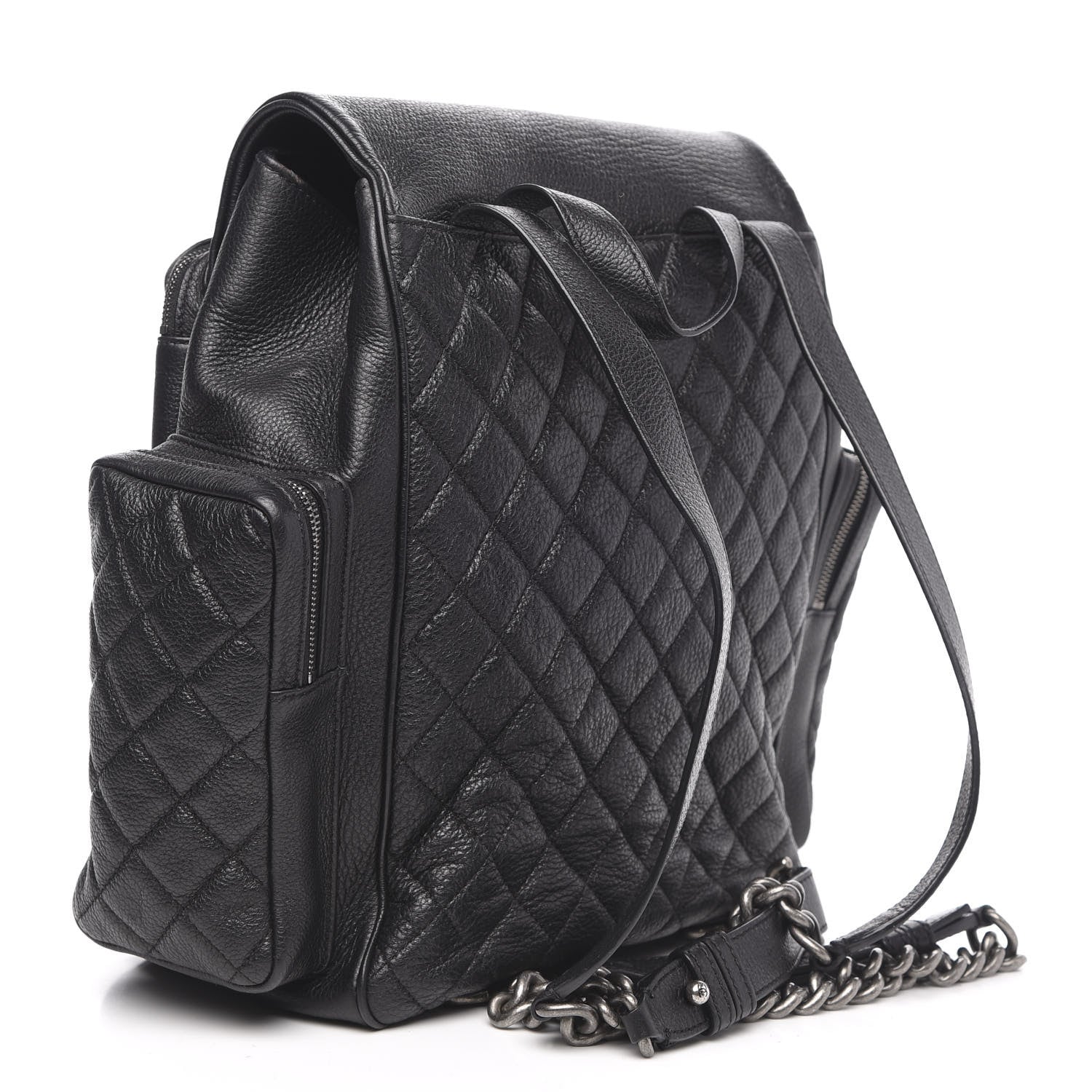 Chanel Grained Calfskin Quilted Large Casual Rock Backpack Black 2 of 8