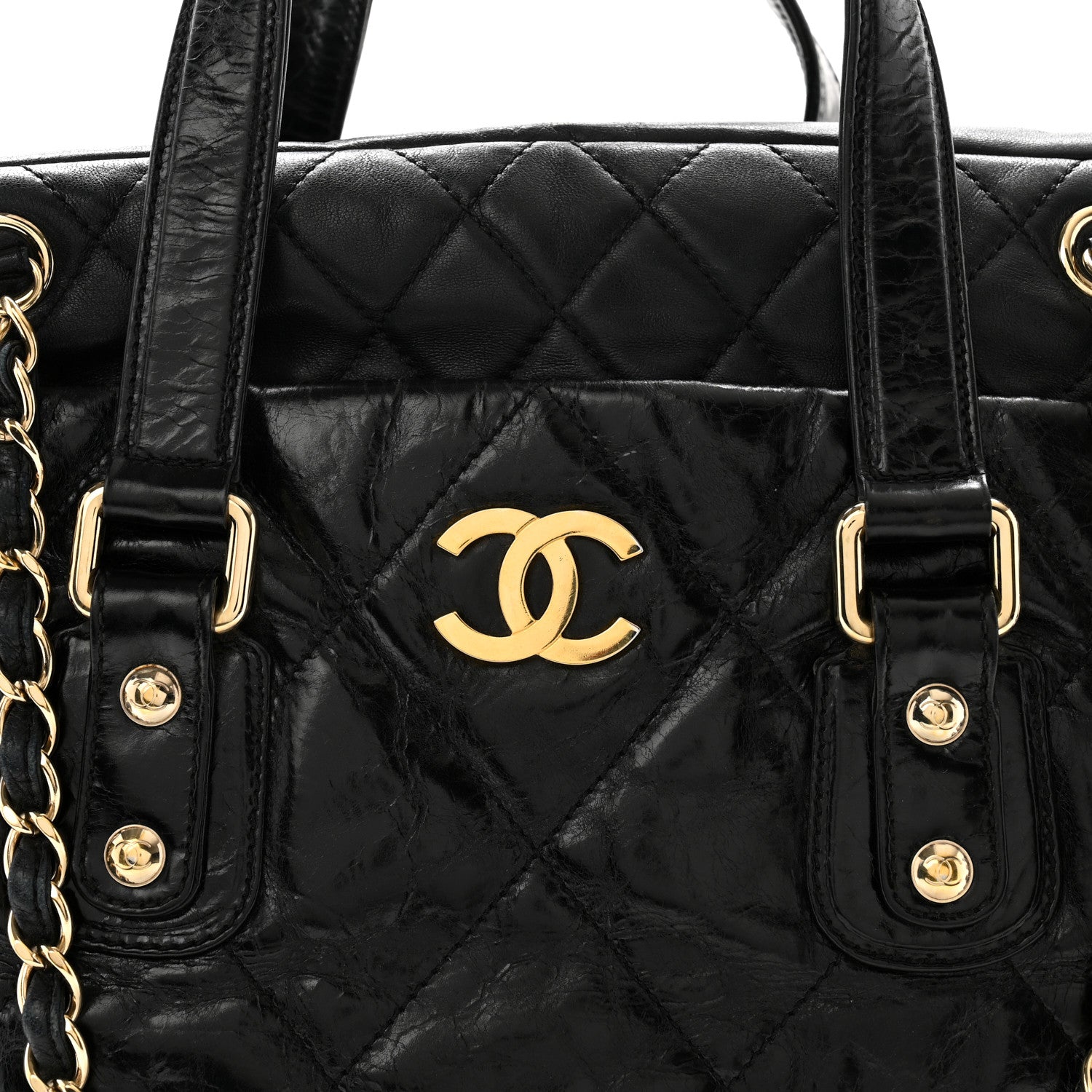 Chanel Glazed Calfskin Lambskin Quilted Portobello Tote Black 8 of 12