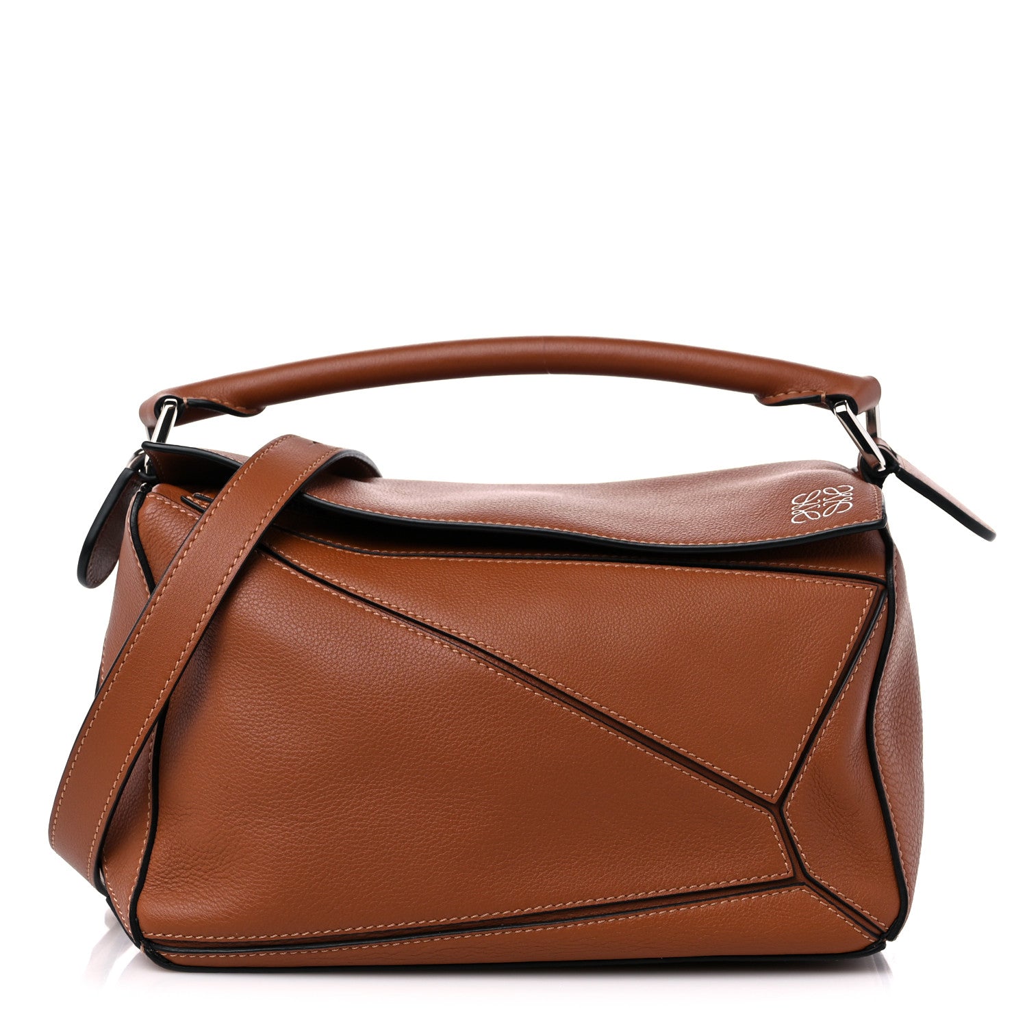 Loewe Grained Calfskin Small Puzzle Bag Tan 1 of 8