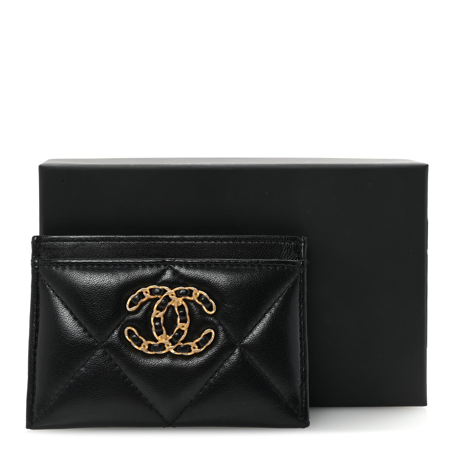 Chanel Lambskin Quilted Chanel 19 Card Holder Black 8 of 8