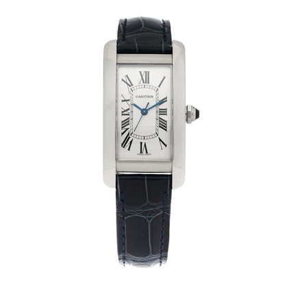 Cartier Stainless Steel Alligator 22mm Tank Americaine Automatic Watch Blue 1 of 5