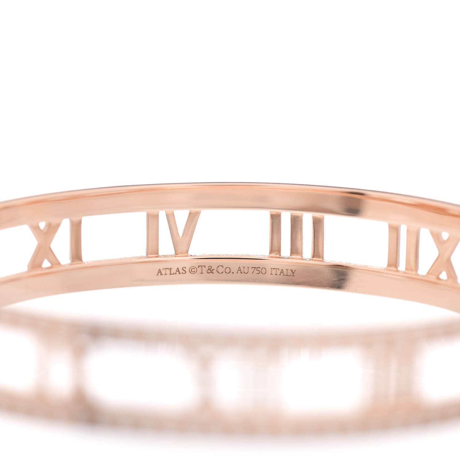 Tiffany 18K Rose Gold Diamond Atlas Open Hinged Bangle Bracelet 4 of 4