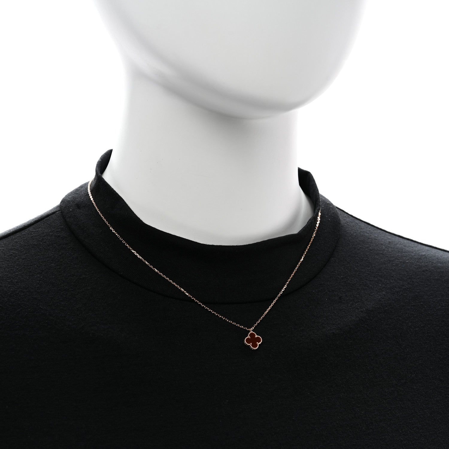 Van Cleef & Arpels 18K Rose Gold Carnelian Sweet Alhambra Pendant Necklace 2 of 6