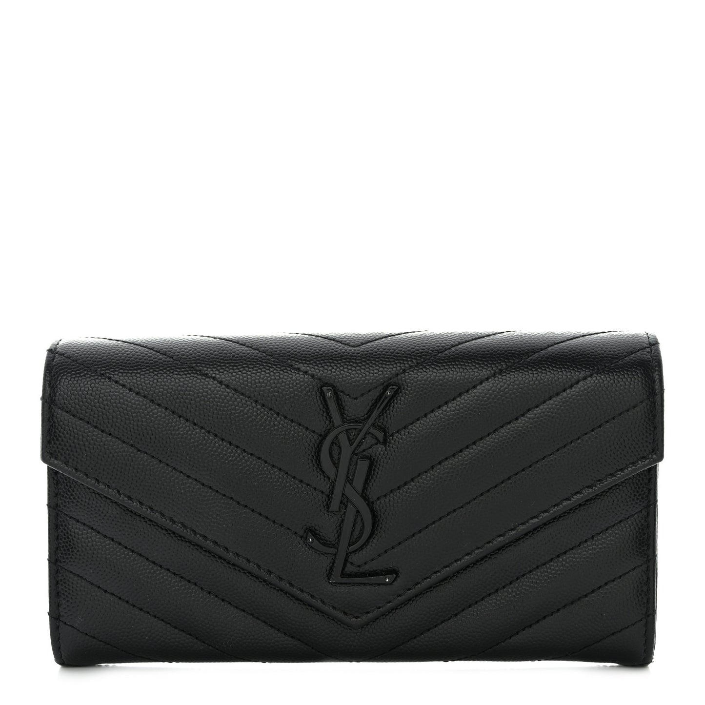 Grain De Poudre Matelasse Chevron Monogram Flap Wallet Black