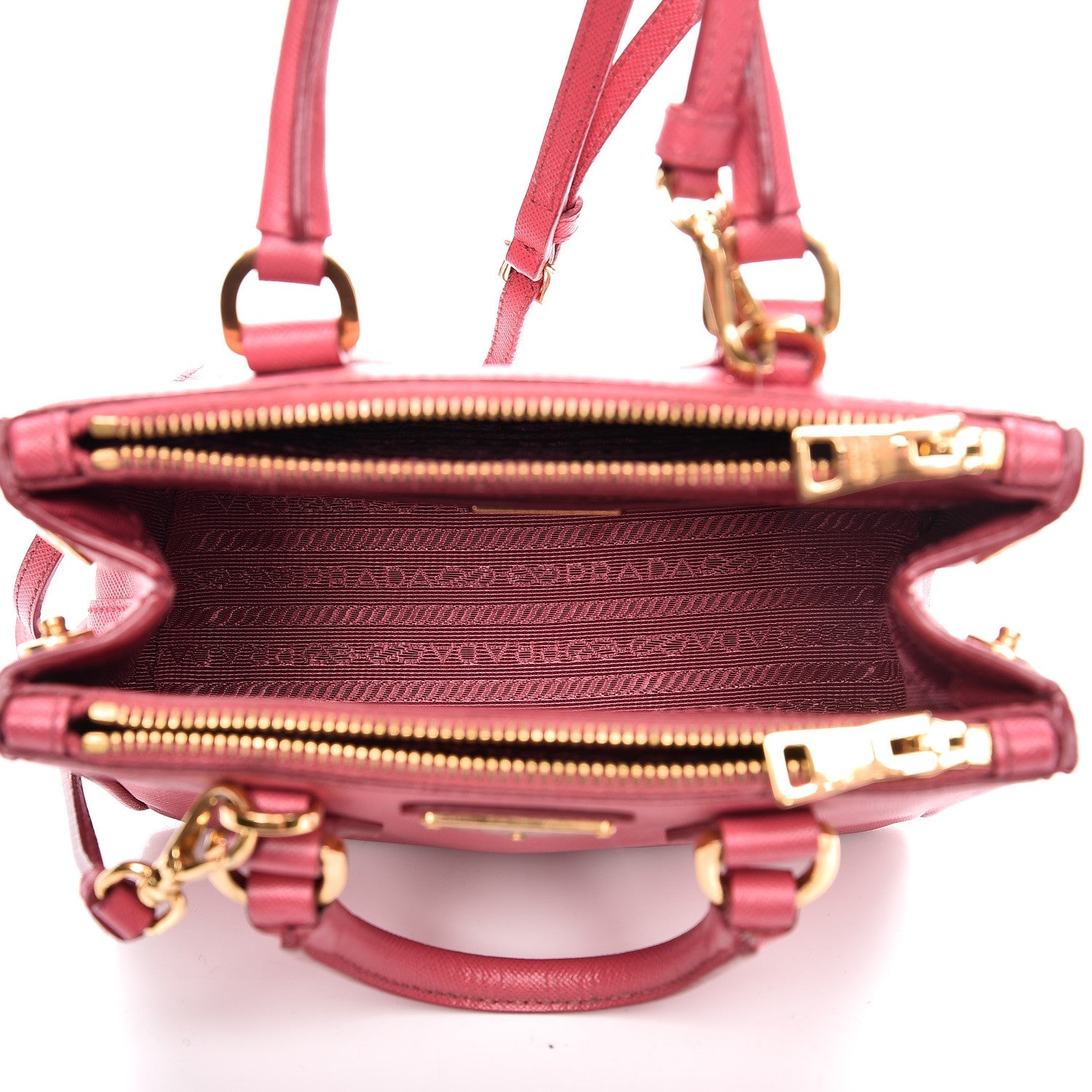 Prada Saffiano Lux Micro Galleria Double Zip Tote Peonia 5 of 8
