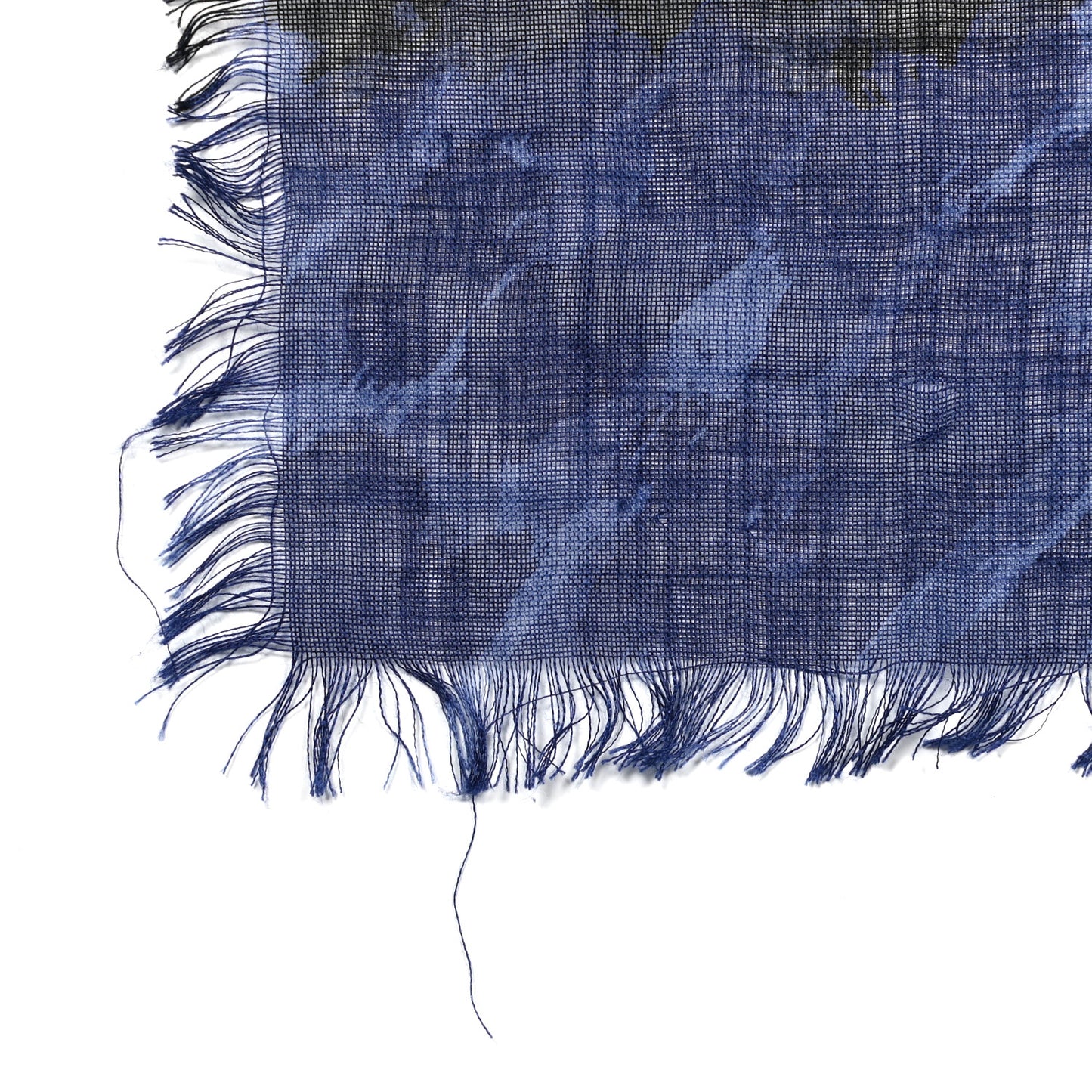 Wool Silk Gauze Giant Check Scarf Bright Indigo