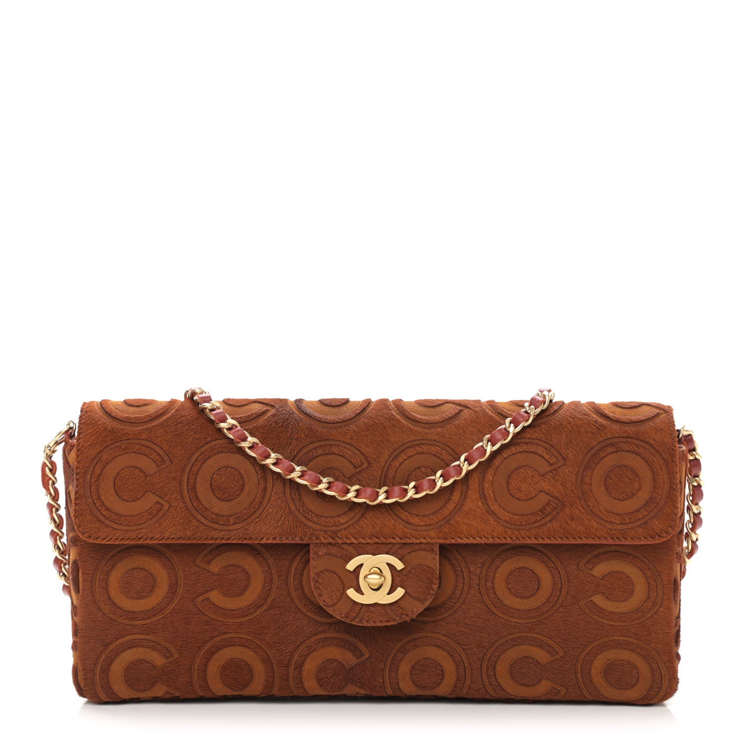 Chanel Pony Hair CocoDouble East West Flap Dark Orange 1 of 11
