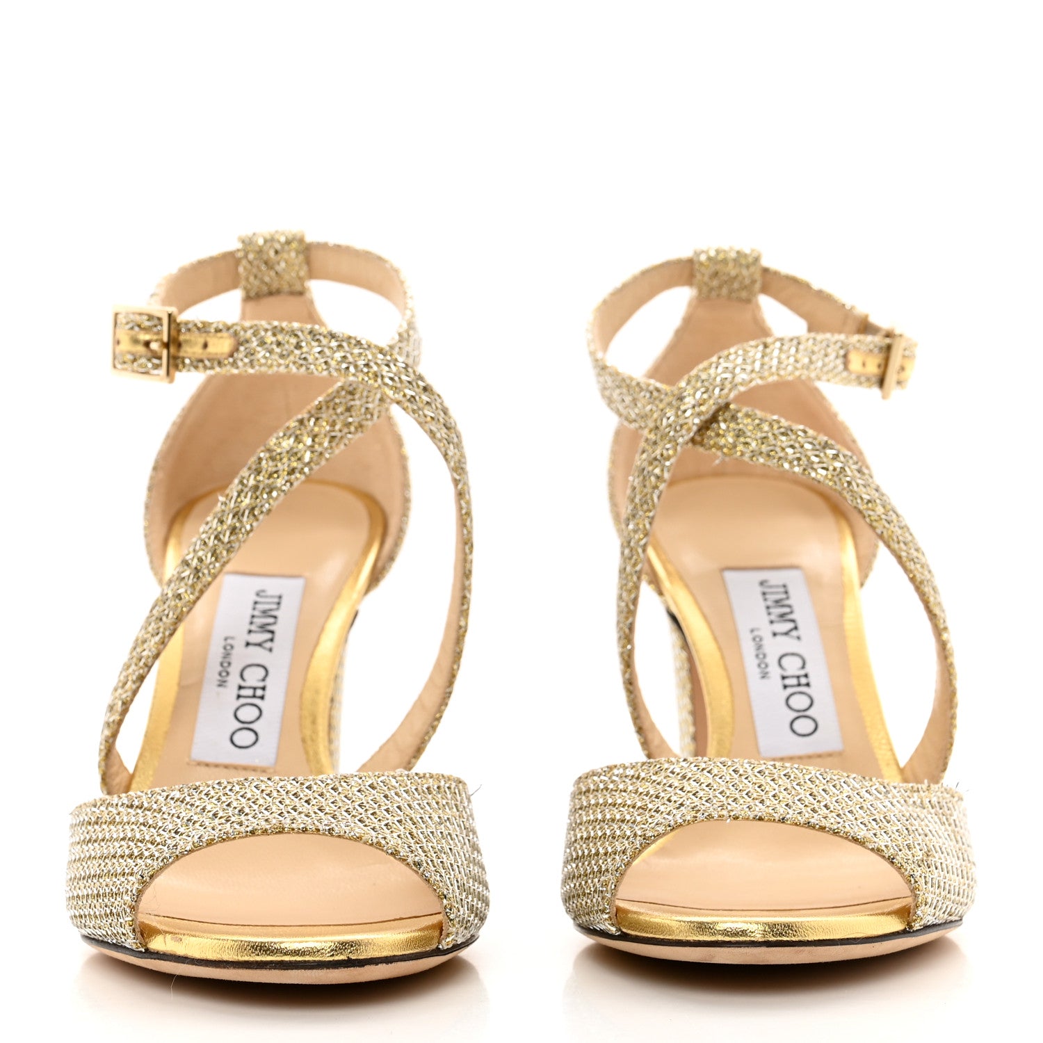 Jimmy Choo Glitter Carrie 85 Sandals 35 Gold 2 of 8