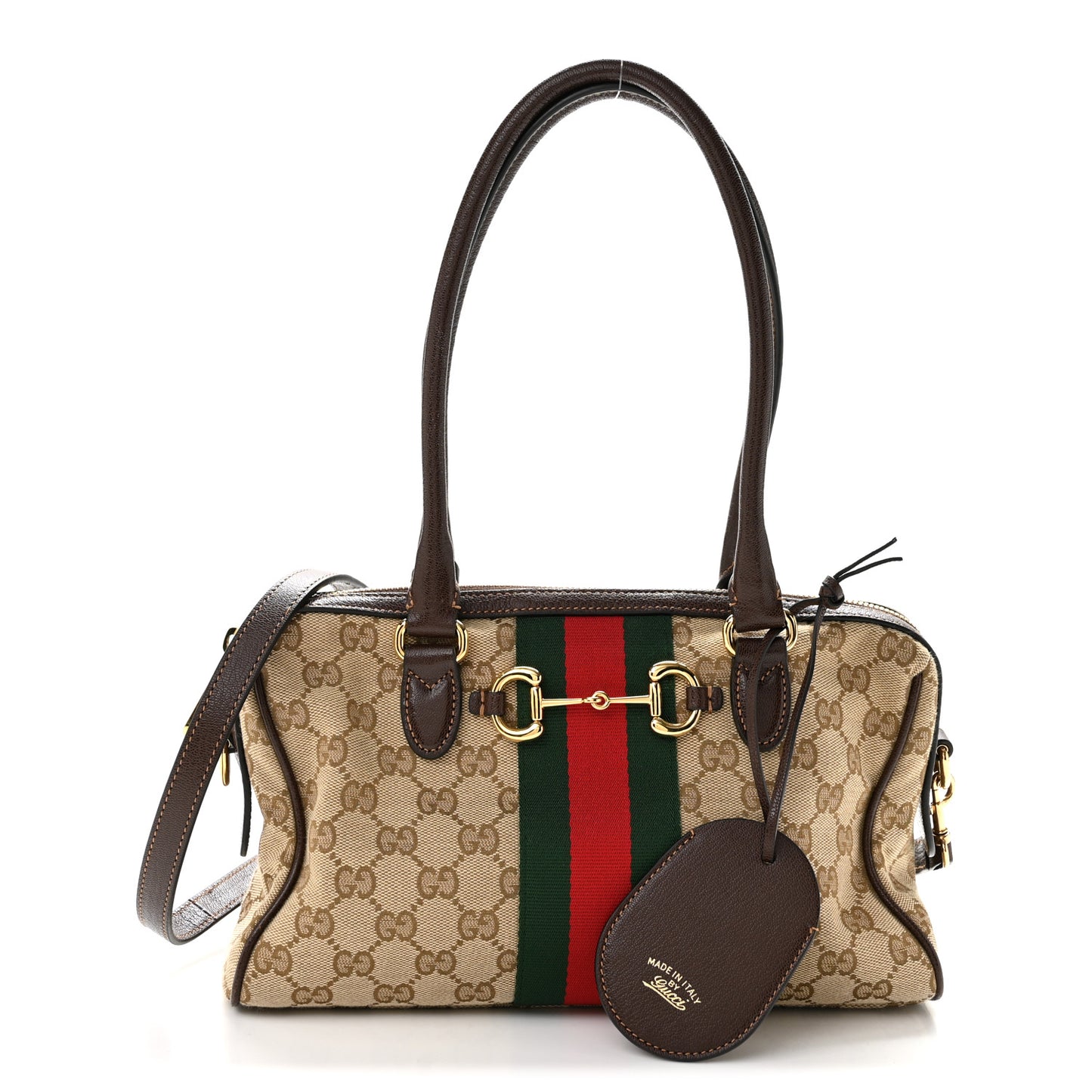GG Monogram Web Medium Borsetto Boston Sand Brown