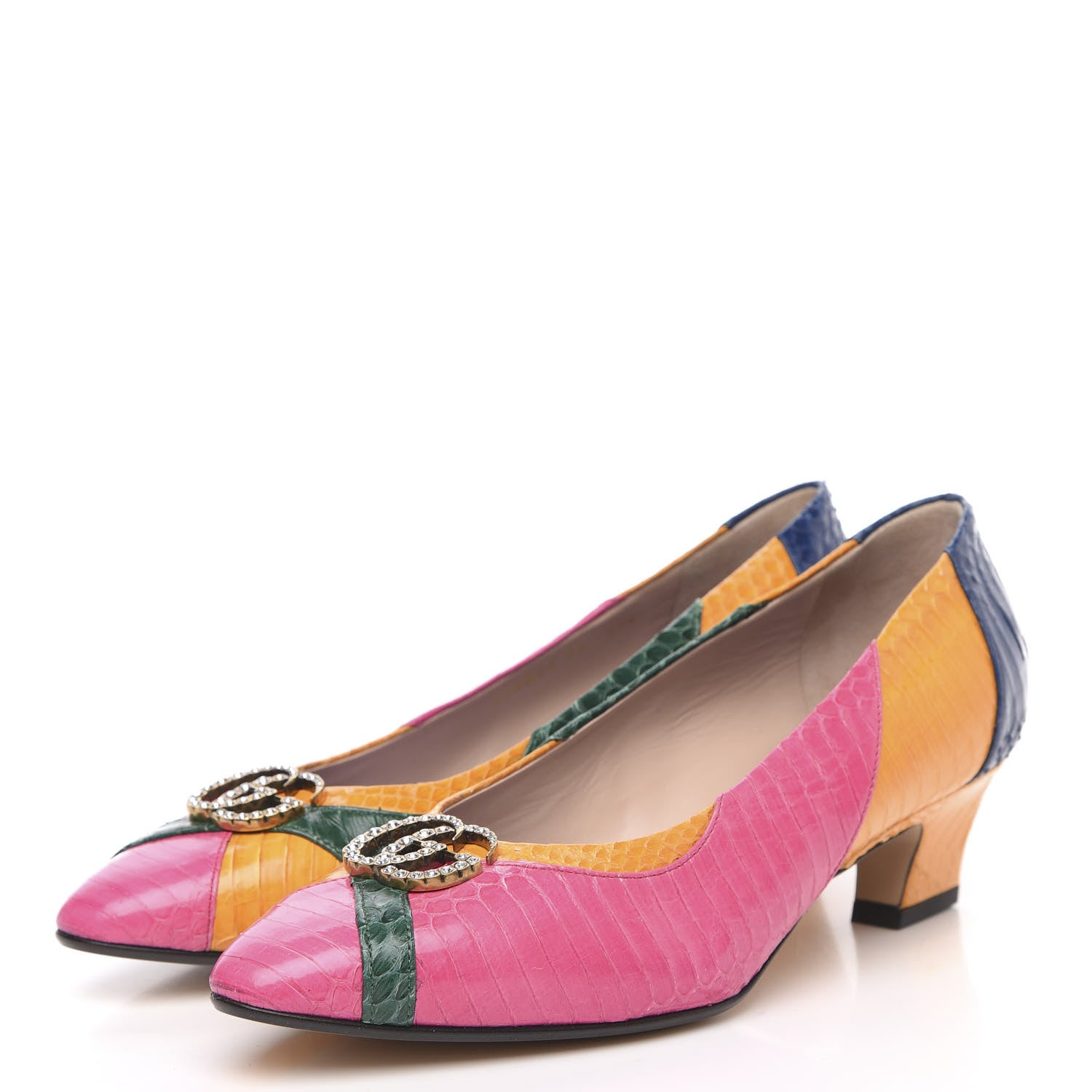 Gucci Snakeskin Crystal Double G Pumps 39 Multicolor 3 of 9